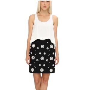 3.1 Phillip Lim Double Layer Beaded Skirt Mini Dress in White/Navy Size 2